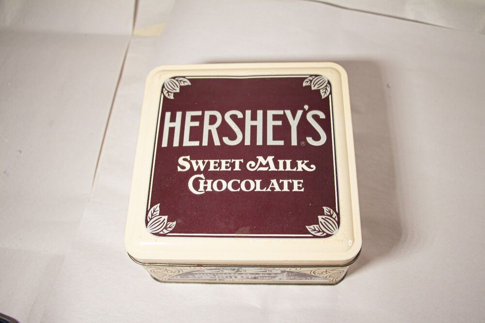 Hershey's Sweet Milk Chocolate Tin Vintage 1990 Retro Kitchen Food Storage